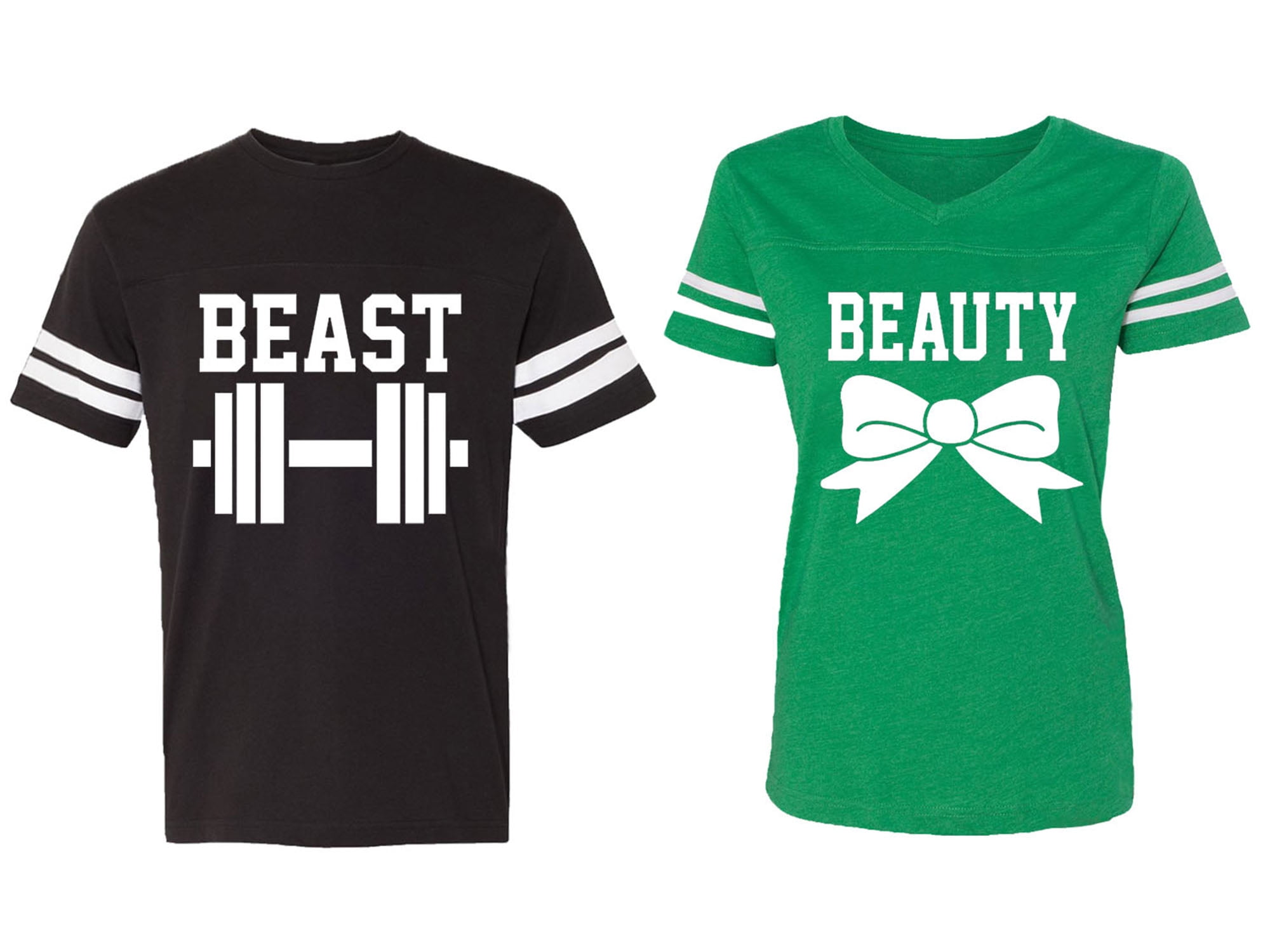 Old Beast Beauty Matching Couple Cotton Jerseys (Men Black / Women