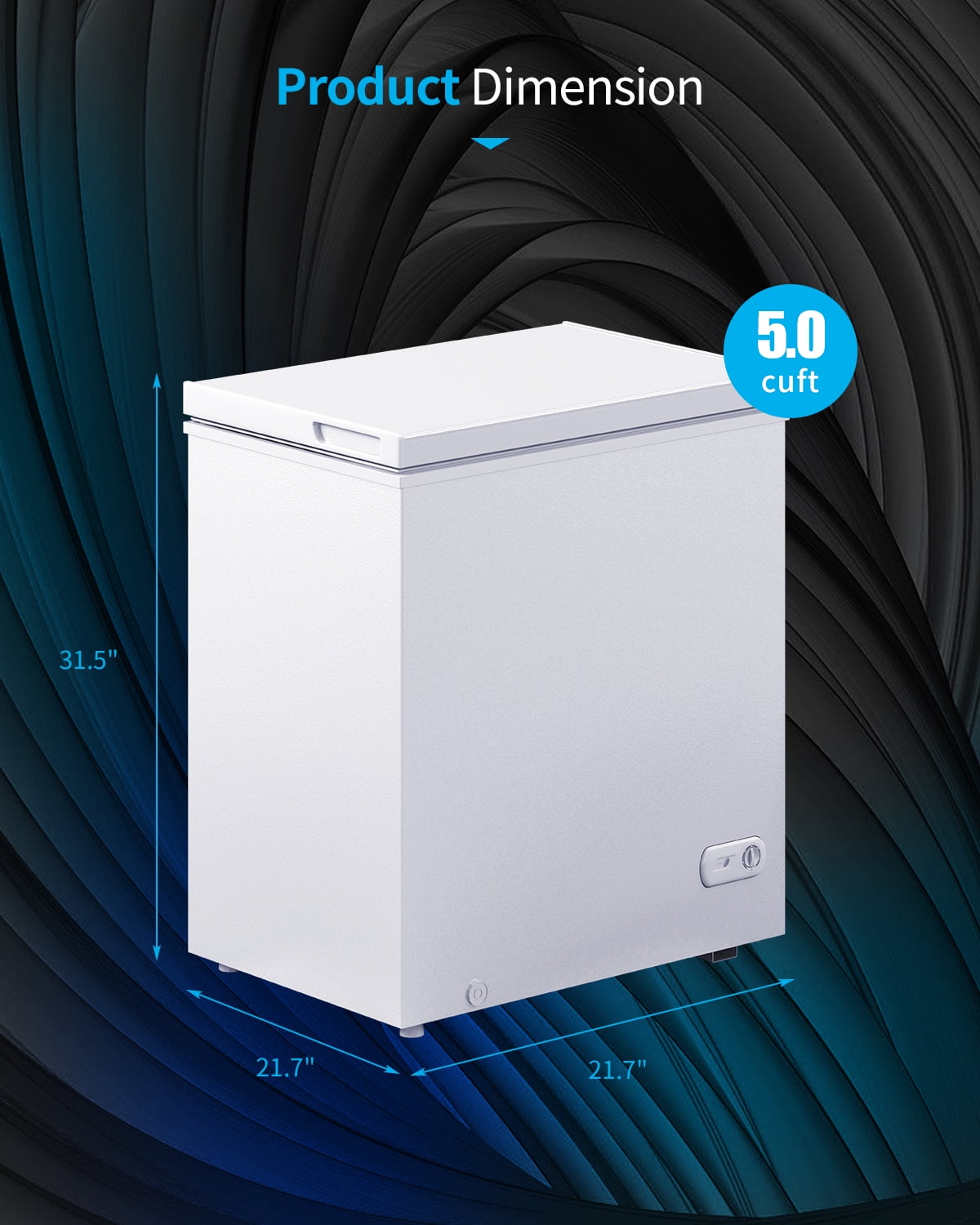 TABU 5.0 Cu ft Chest Freezer,Deep Freezer with Top Open Door and Removable Storage Basket,White