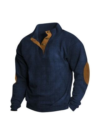 Men's Sweater Elbow Patches Zip Up Sweatshirts for Men Mens Long