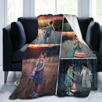 Custom Blanket with Photos Text, Personalized Blanket Customized Throw Blankets for Family Friend Father Mother Christmas Halloween Birthday Wedding Customized Gifts for Women Men 60"x50"