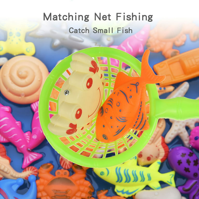 HOTBEST Magnetic Fishing Game Kiddie Toy Water Fishing Poles Working Reels  Nets Colorful Fish 