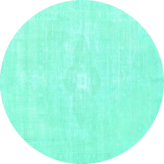 Ahgly Company Indoor Round Persian Turquoise Blue Traditional Area Rugs, 6' Round