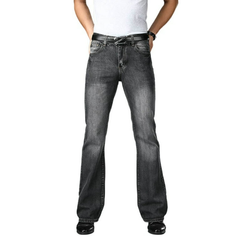 Men Casual Slim Fit Bell Bottom Jeans Flared Denim Pants Retro 60s 70s  Trousers