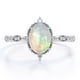 thumbnail image 1 of JeenMata Anillo de Compromiso Art Déco de Cinco Piedras con Diseño Antiguo de Ópalo Etíope de Corte Ovalado de 1,5 Quilates y Moissanita, Chapado en Oro Blanco de 18 K sobre Plata, 1 of 6