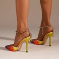 thumbnail image 4 of 2024 Rhinestone Color Pointy High Heels Women‘s Gradient Color Crystal Pumps Chain One-line Buckle Sandals Wedding Shoes FGS, 4 of 7