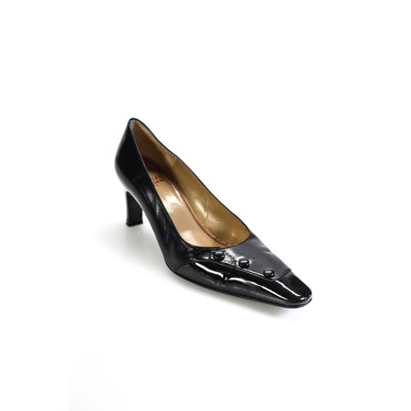 

Pre-owned|Charles Jourdan Paris Womens Leather Faux Button Classic Pumps Black Size 6