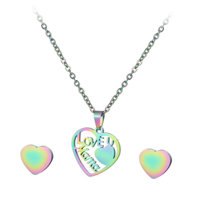 Esquirla Cadeaux d'Anniversaire pour Mère Pendentif Collier avec 2 Boucles d'Oreilles