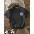 thumbnail image 1 of Girls' Floral Print T-Shirt with Inspirational Quote - Soft Stretchy Knit Loose Fit Round Neck Summer Top, Casual Playwear for Kids, Everyday Comfort, Vibrant Pattern Tee, Comfortable Fit, 1 of 4