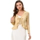 thumbnail image 1 of Cárdigan corto con lazo Allegra K Top transparente de encaje floral Beige S, 1 of 5