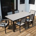 thumbnail image 5 of DuroGreen Park City 72" Rectangular 7-Pc Outdoor Dining Set, 1 Dining Table/6 Chairs Made With All-Weather Tangent lumber, High End Patio Furniture, Easy Assembly, USA Made, Black with Light Gray, 5 of 8