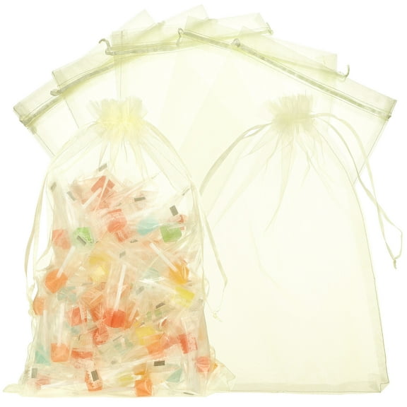 Homoyoyo 50 Pcs Organza Drawstring Bags for Wedding Favors, Jewelry, Candy, Yarn, Small Mesh Packaging Pouches