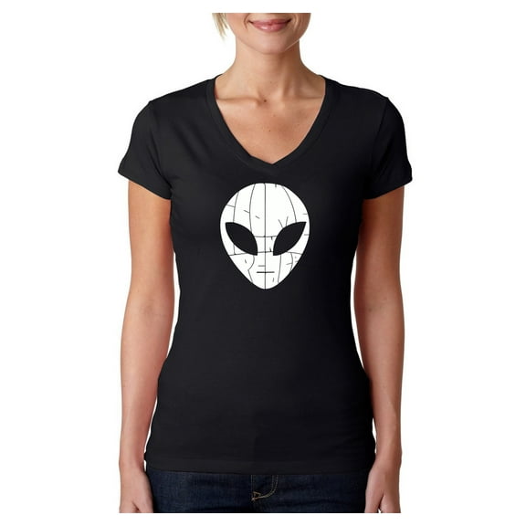 LA Pop Art Women's Word Art V-Neck T-Shirt - I COME IN PEACE