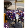 thumbnail image 4 of Outdoor Tablecloth with Umbrella Hole and Zipper, Halloween Purple Square Table Cloth 54x54 Inch Waterproof Tablecloth, Black White Ghost Orange Skull Pumpkin Picnic Table Cover for Patio Camping, 4 of 7