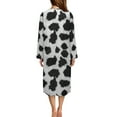 thumbnail image 2 of Xoenoiee Cow Fur Print Zip Up Robes for Women Long Sleeves Zipper House Coat Bathrobes Lightweight Nightgown with Pockets, Size L, 2 of 6