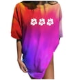 thumbnail image 4 of Staron Womens Tops Drop Shoulder Shirts Floral Print Gradient Short Sleeve Crew Neck Blouses Oversized Spring Summer T-Shirt Tops, 4 of 7
