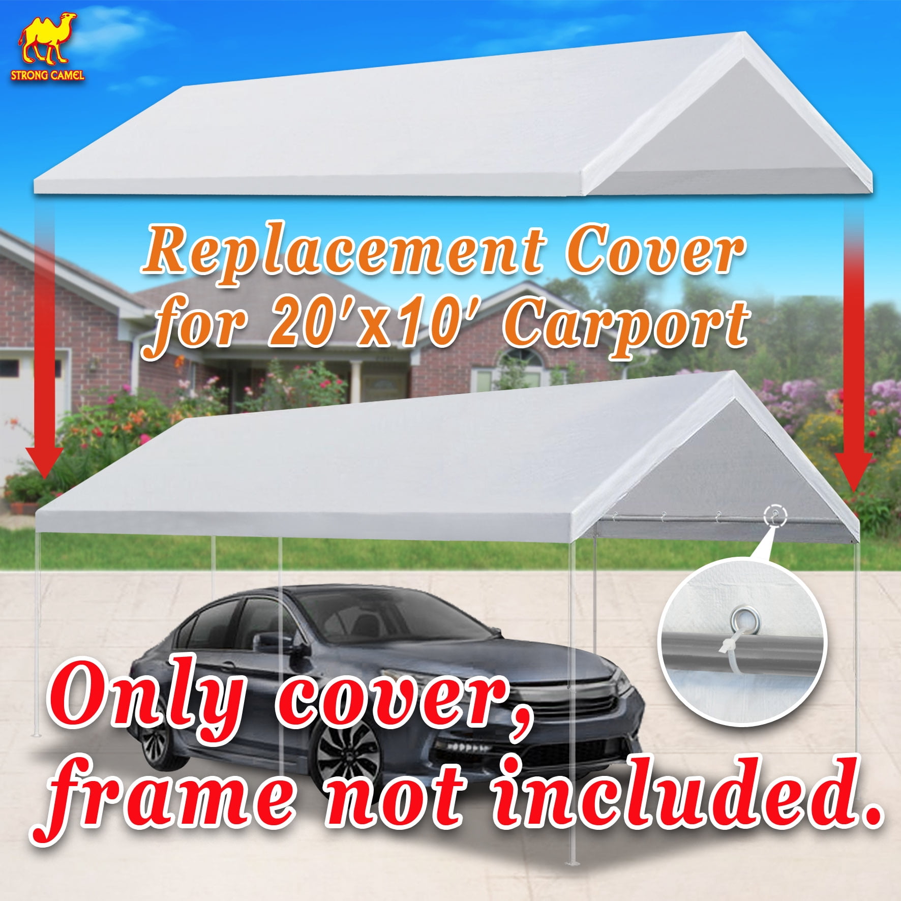 Sunny Canopy Cover 10√¢¬Ä¬ô L x 20√¢¬Ä¬ô W White Carport