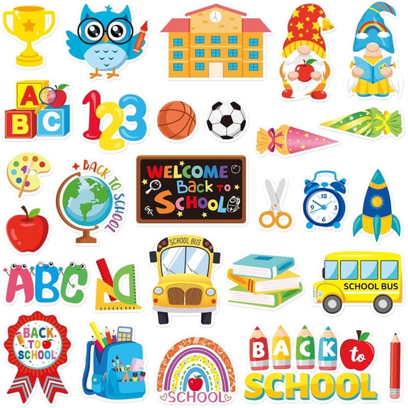25 PCS Back to School Window Gel Clings Wall Glass Decorations | First Day of School Thick Window Clings, Classroom Window Stickers Decals Reusable, Welcome Back to School Party Decorations