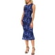 thumbnail image 2 of Vestido Floral de Malla para Mujeres, Sin Mangas, Cuello Redondo, Vestidos Midi de Cóctel para Fiesta, S Azul Oscuro, 2 of 6