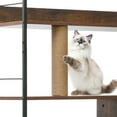 thumbnail image 3 of Pefilos 59" Cat Litter Box Enclosure Furniture with Shelves, Hidden Litter Box with Scratching Posts, litter box furniture ,Wooden Cat Tree Tower, Brown, 3 of 9