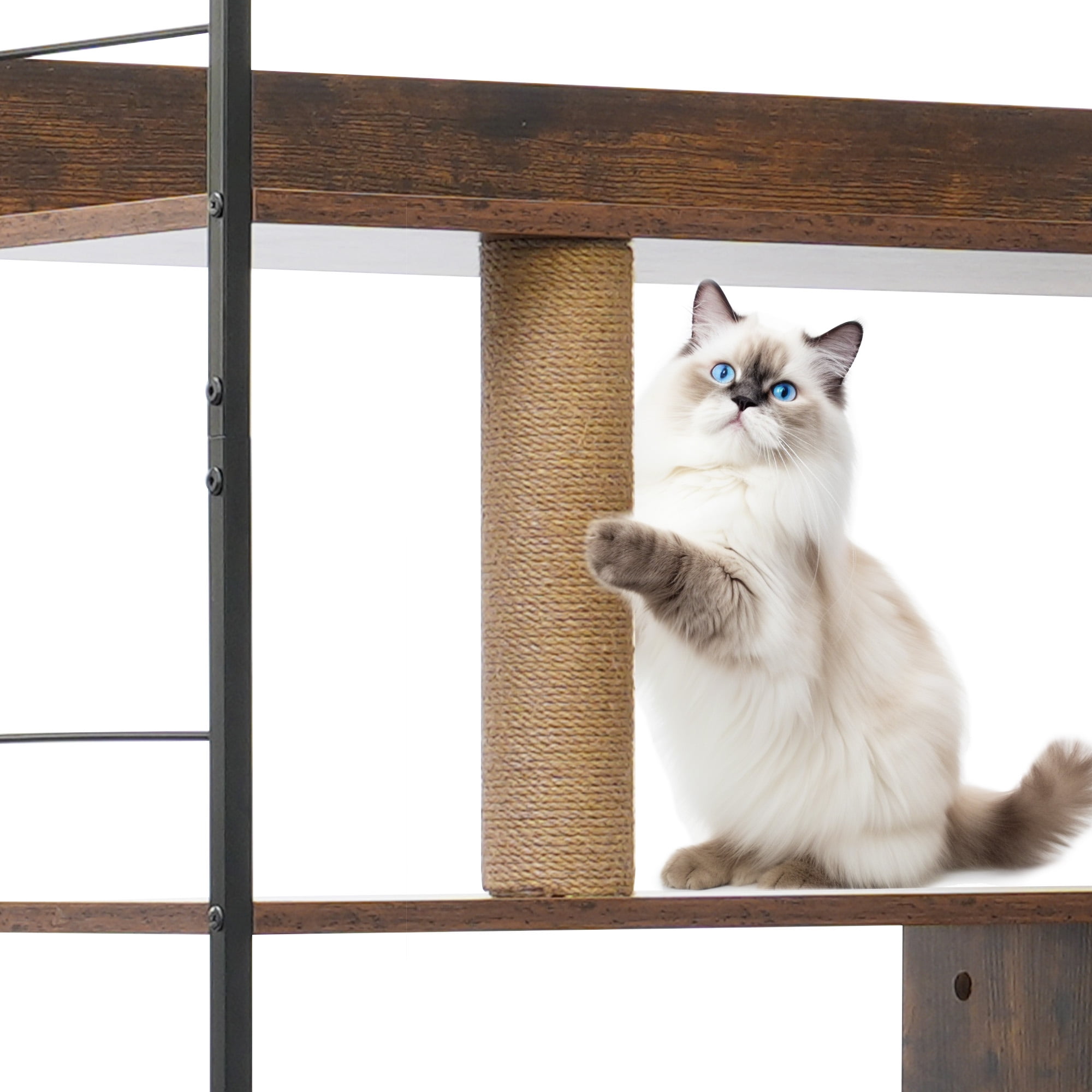 Pefilos 59" Cat Litter Box Enclosure Furniture with Shelves, Hidden Litter Box with Scratching Posts, litter box furniture ,Wooden Cat Tree Tower, Brown Pefilos 59" Cat Litter Box Enclosure Furniture with Shelves, Hidden Litter Box with Scratching Posts, litter box furniture ,Wooden Cat Tree Tower, Brown