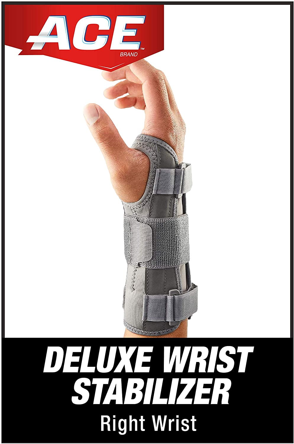 ACE Brand Deluxe Wrist Brace, Right Wrist, Firm Stability