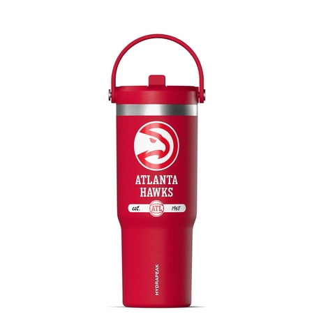 Hydrapeak x NBA Officially Licensed Atlanta Hawks 32 oz Nomad Tumbler with Handle and Straw Lid Leakproof Stainless Steel Water Bottle