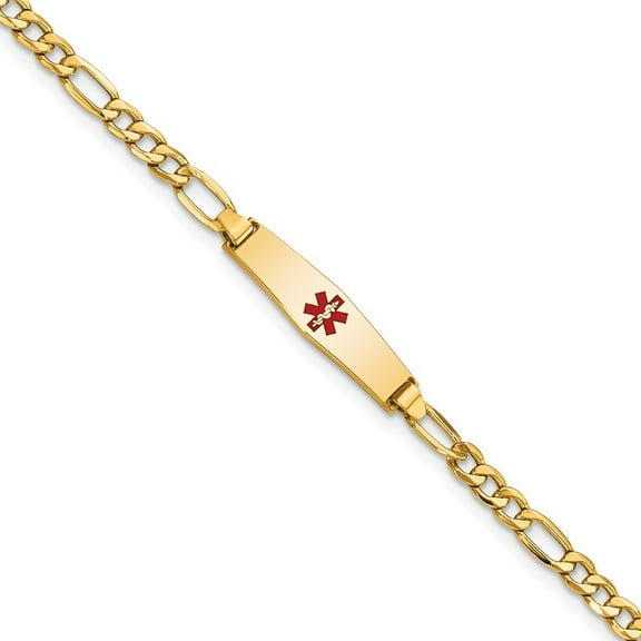 Auriga 14K Yellow Gold Semi-Solid Soft Figaro Id Bracelet 6 inch for Women(L- 6inch, W- 5.5mm)