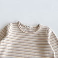 thumbnail image 3 of Odeerbi Infant Boys Girls Cotton Pajama Sets Striped Printed Loungewear Children's Long Sleeves Round Neck Pajamas Beige, 3 of 5