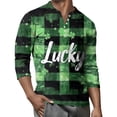 thumbnail image 4 of Men's St. Patrick's Day Henley Shirt Long Sleeve Clover Print Casual Pullover Top, 4 of 7