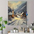 thumbnail image 4 of Qisvanset 12x16 Inch 2D Flat Framed Canvas Art, Vintage Winter Village Landscape Country Snow Scene Home Wall Decor, 4 of 5