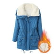 thumbnail image 2 of Lixiuxyad Winter Warm Puffer Jacket Women's Long Hooded Coat With Fleece Winter Warm Jacket With Pockets Stylish Outerwear For Cold Weather Blue, 2 of 6