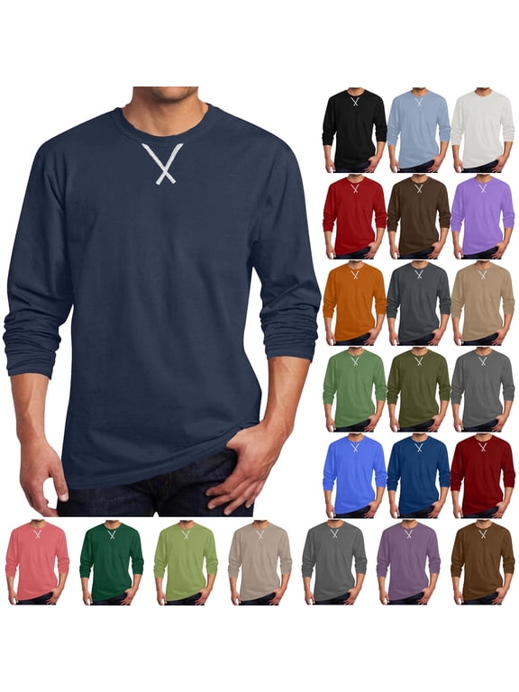Big and Tall T Shirts for Men Plus Size Long Sleeve Crewneck Pullover Tees Tops Solid Color Casual Loungewear Workwear T-Shirts Dark Gray XXXXL