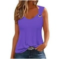thumbnail image 2 of Tank Tops for Women Trendy Ring Strap Sleeveless Tanks Shirts Womens Going Out Top Basic Solid Color Summer Holiday Travel Vacation Camisole Purple, 2 of 4