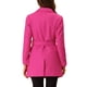 thumbnail image 3 of Abrigo de trench de longitud media con cinturón y doble botonadura para mujer Inspire Chic en rojo rosa, 3 of 7