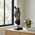 thumbnail image 6 of 20" Wooden Tribal Striped Black White Zebra Mask with Stand Hand Carved Home Decor Accent Art Unique Sculpture Handmade Handcrafted Mask Stand Alone, 6 of 6