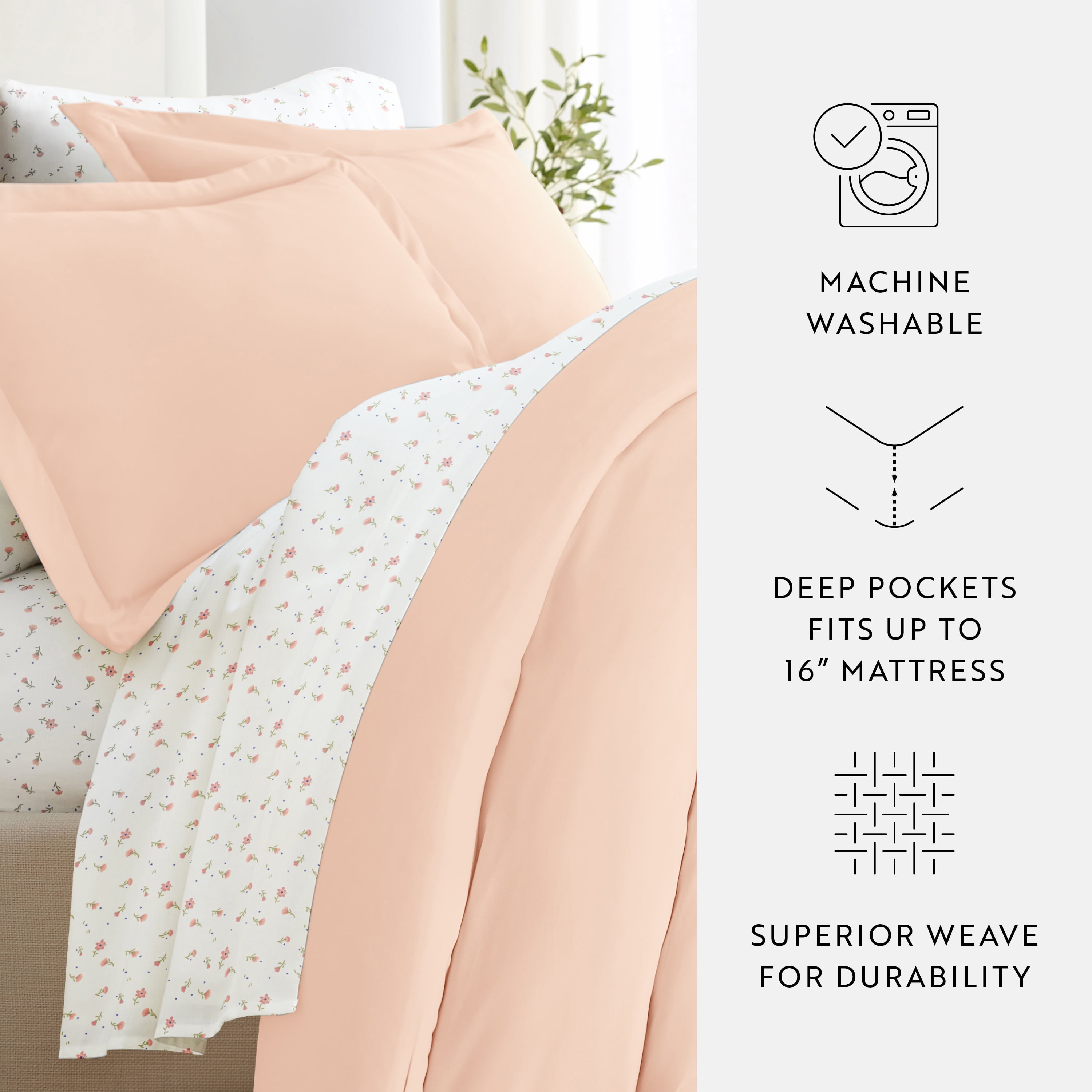 Noble Linens 8 Piece Solid Duvet Bundle in Blush, Full