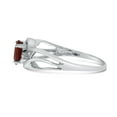 thumbnail image 4 of 10k White Gold Oval Garnet And Diamond Curve Ring, 4 of 8