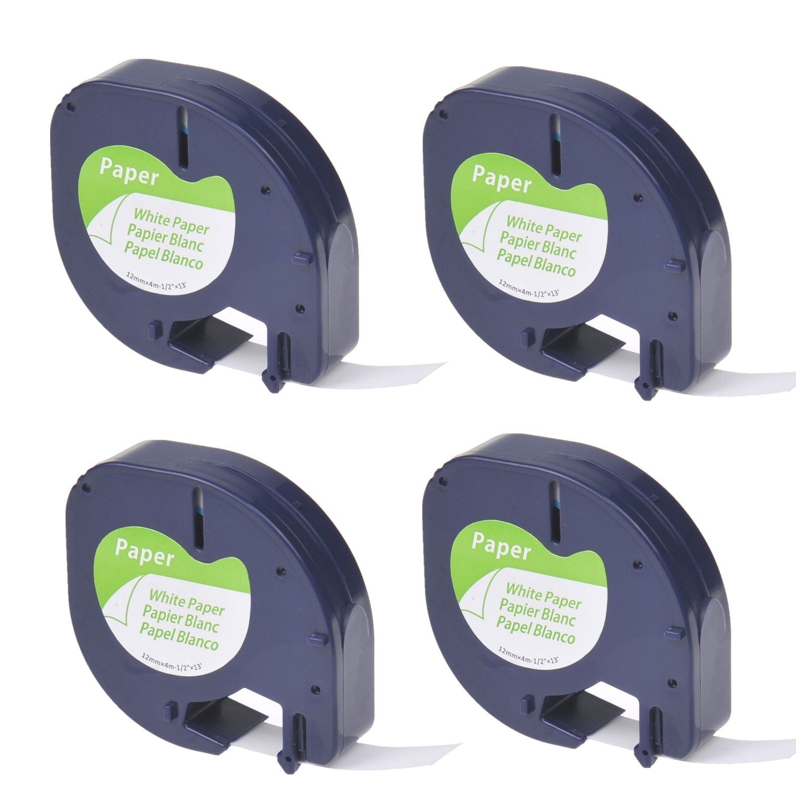 4PK For DYMO Rhino 4200 5200 3//4/" Black on White Flexible Nylon Label Tape 18489