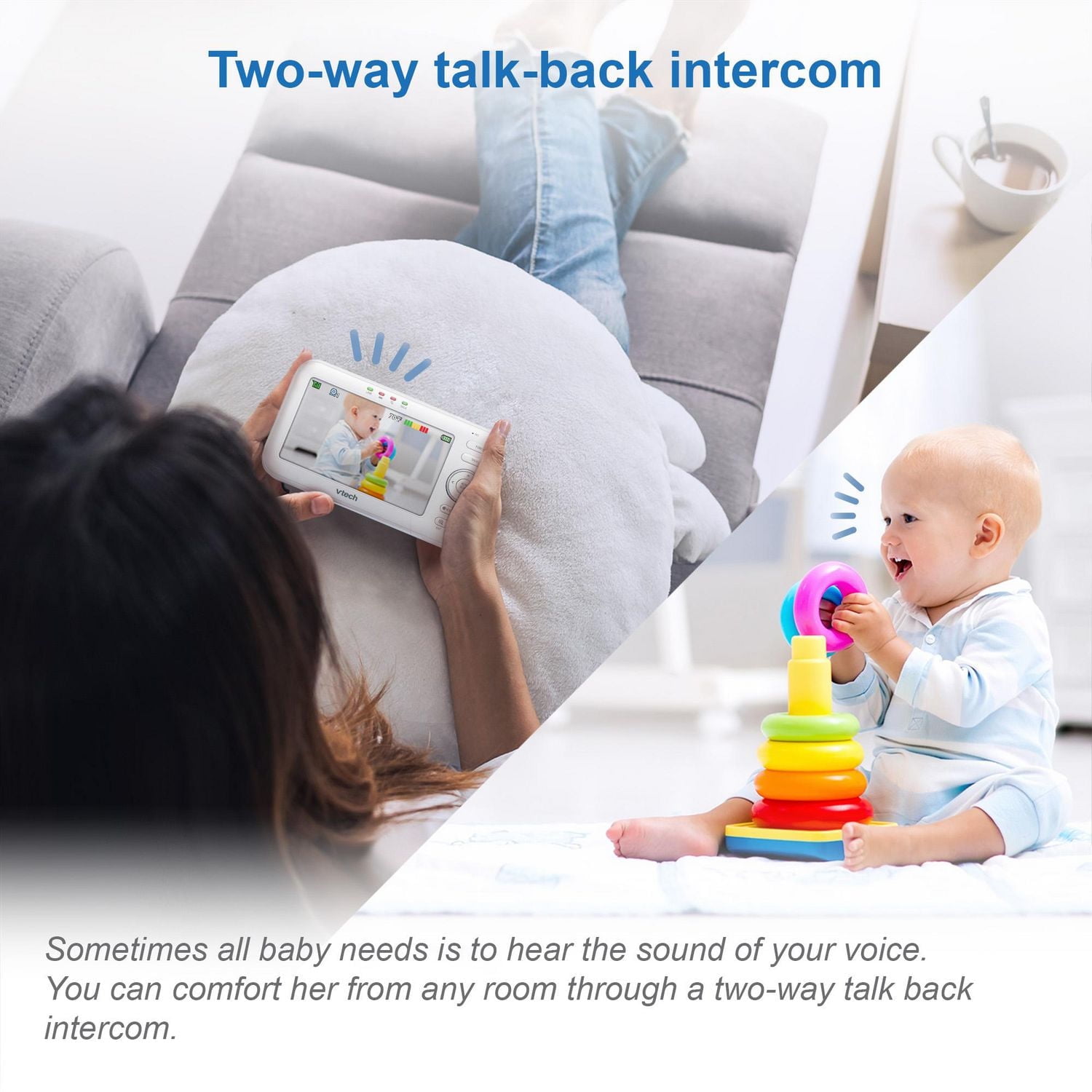 VTech VM5255-2 2 Camera 5” Digital Video Baby Monitor with Pan Scan and Night Light (White)