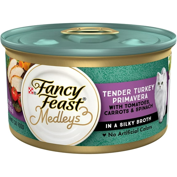 Purina Fancy Feast Medleys Tender Turkey Primavera With Garden Veggies & Greens Adult Wet Cat Food, 3 Ounce (Pack of 24)