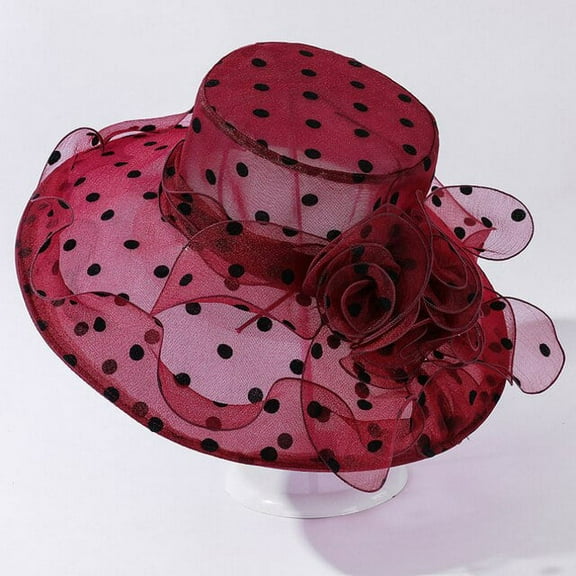 SikaFu Beach Hat New Fashion Women Summer Hat Breathable Mesh Flower Wide Brim Sun Hat Female Fishing Cap Ladies Dot Panama Hat