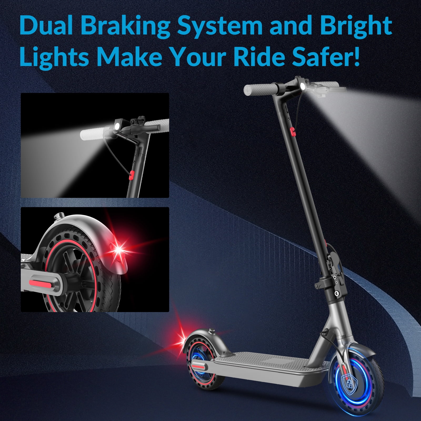 HiQiS 350W Electric Scooter, 19 MPH & 15Mile Range, Foldable Commuting E-Scooter with Dual Braking and APP Control for Adults and Teens Red