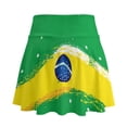 thumbnail image 2 of HELLHERO Brazilian Flag Design Polyester Spandex Fabric Tennis Skirt with Built-in Shorts, 2 Side Pockets Soft Athletic Skort for Yoga Outdoor Sports Golf, 2 of 9
