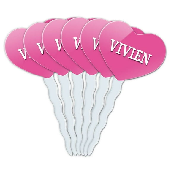 Vivien Heart Love Cupcake Picks Toppers - Set of 6