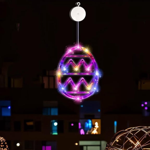 QenASHaing Easter Egg Window Lights,Easter Neon Sign for Wall Decor,Battery Powered Easters Egg Window Silhouette Lamp with Suction Cup,Easters Decorative Lights for Holiday Indoor Home Decor