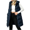 thumbnail image 2 of IUYRTFE Women's Long Hooded Puffer Vest with High Collar and Zipper Front Quilted Winter Coat with Pockets, 2 of 7
