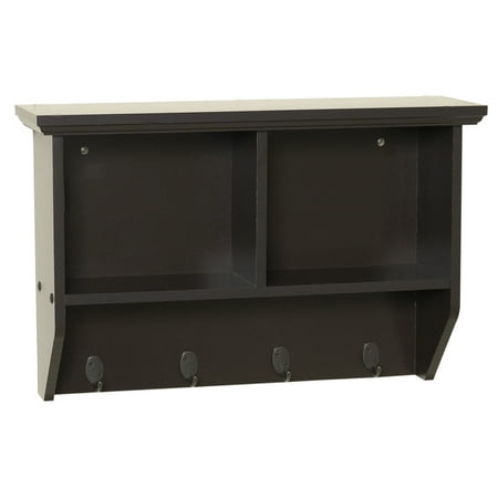 Zenith 23" X 15.25" X 7" Espresso Colletee Wall Shelf With Hooks