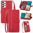 thumbnail image 1 of Tarise for Samsung A53 5G Wallet Case for Men Women, Galaxy A53 5G Cover, Embossed PU Leather Magnet Buckle Card Slots Zipper Pocket Lanyard Wrist Strap Handbag All-inclusive Protective Case, Red, 1 of 8