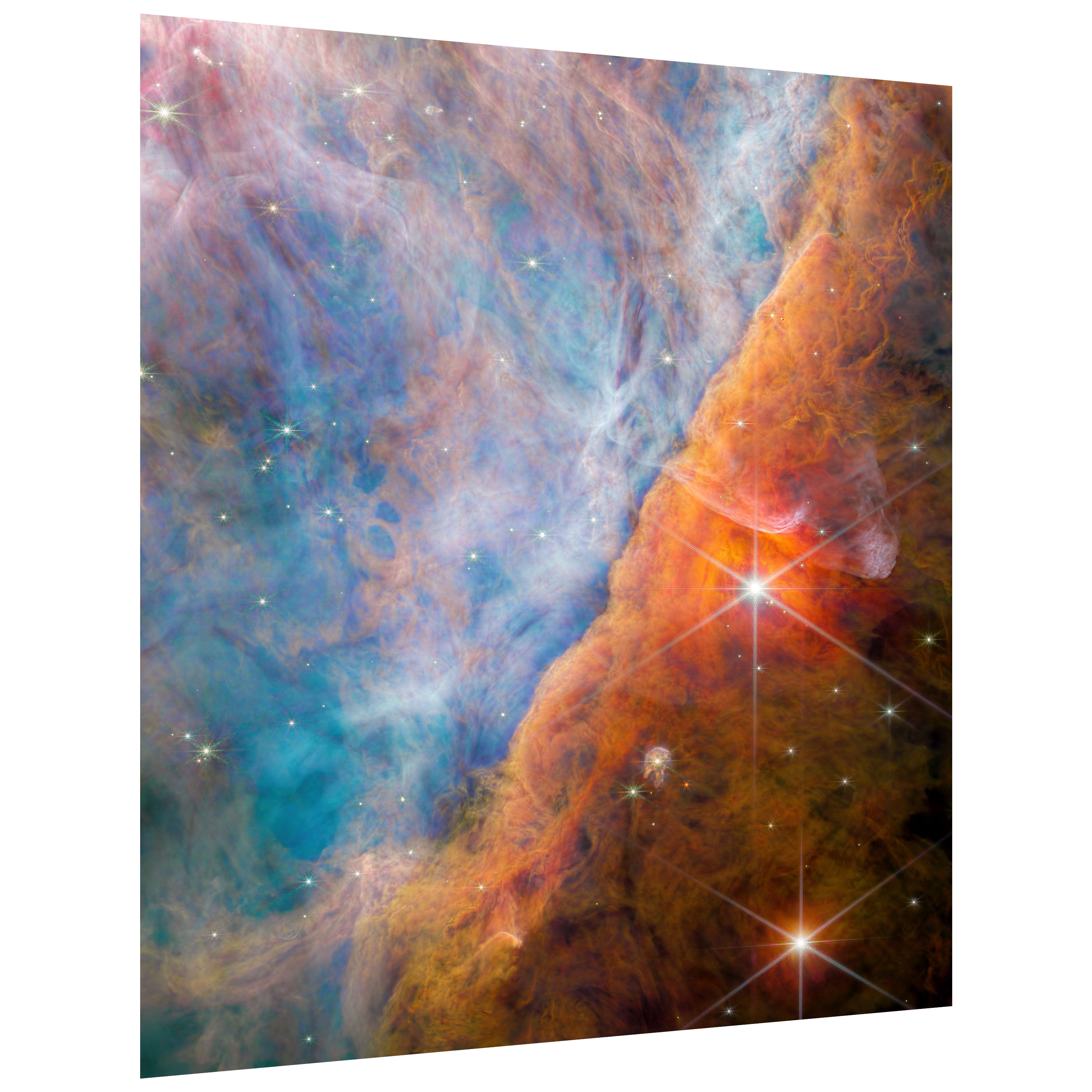 "Shimmering Orion Nebula" Frameless Free Floating Reverse Printed Tempered Art Glass Wall Art
