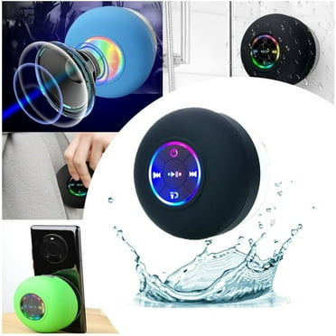 Mini Bluetooth Shower Speaker With Led Light, Portable Bluetooth Wireless Waterproof Speaker, IPX4 LED Light Bathroom Speaker with Suction Cup, 3 W DC 3.7V Shower Speaker for Bathroom (Black, 1Pcs)
